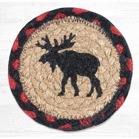 Palacedesigns 5 x 5 in. Moose Printed Coaster Round Rug, Black PA2842480